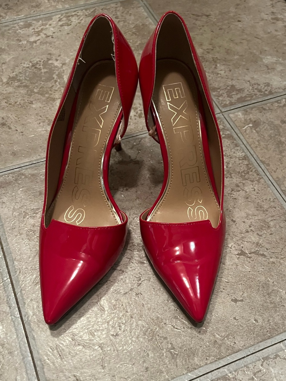 Express Red Patent Pointed D'Orsay Pumps